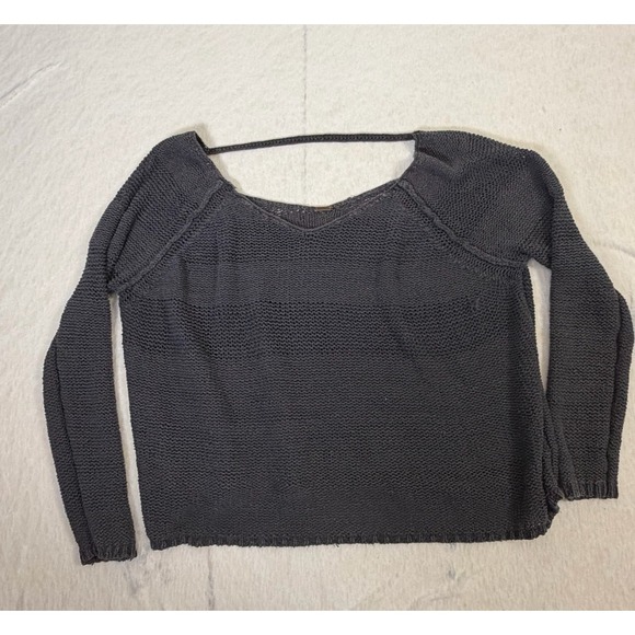 Free People Tops - Free People Open‎ Knit Sweater Slouchy Back Strap Pullover Boho Small Green